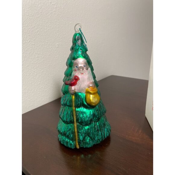 Vintage Dept. 56 Handblown Mercury Glass Santa Tree Ornament - Picture 2 of 6